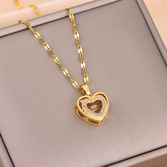 Sainishops™Double-layer Love Necklace With Rhinestones