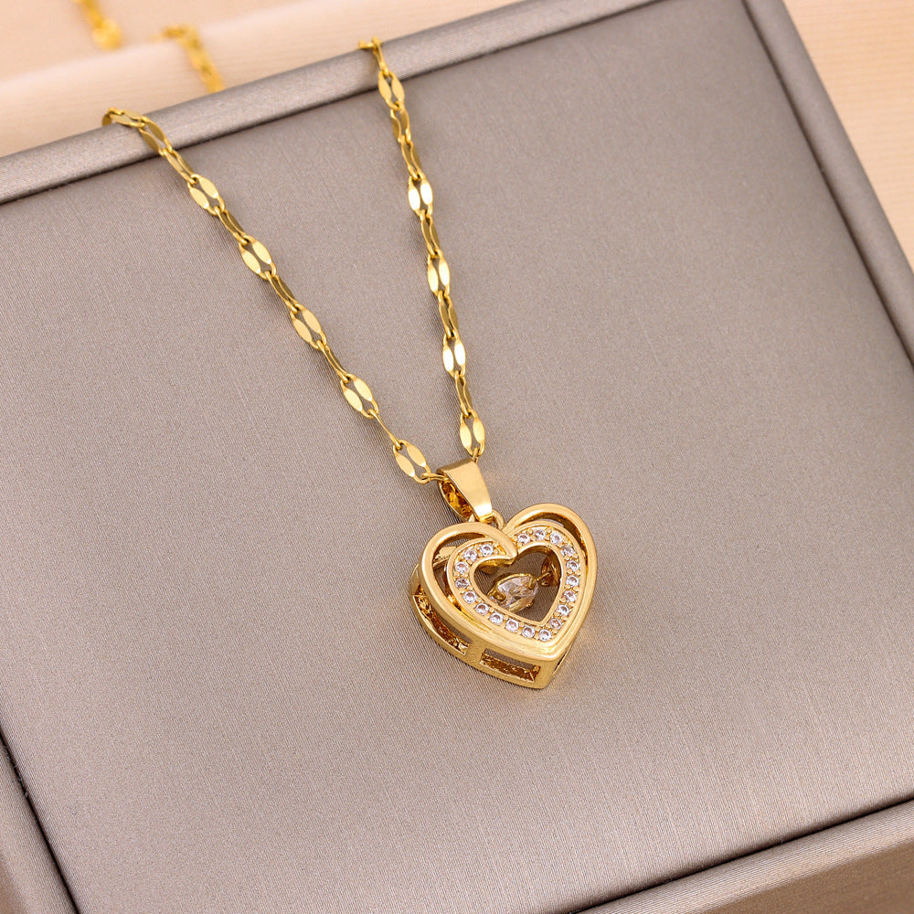 Sainishops™Double-layer Love Necklace With Rhinestones