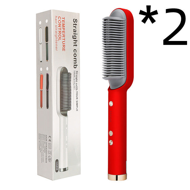 2 in 1 Ionic Hot Comb Straightener and Curling Hair Brush Tool