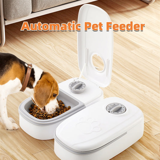 Smart Food Dispenser For Cats Dogs Timer Stainless Steel Bowl