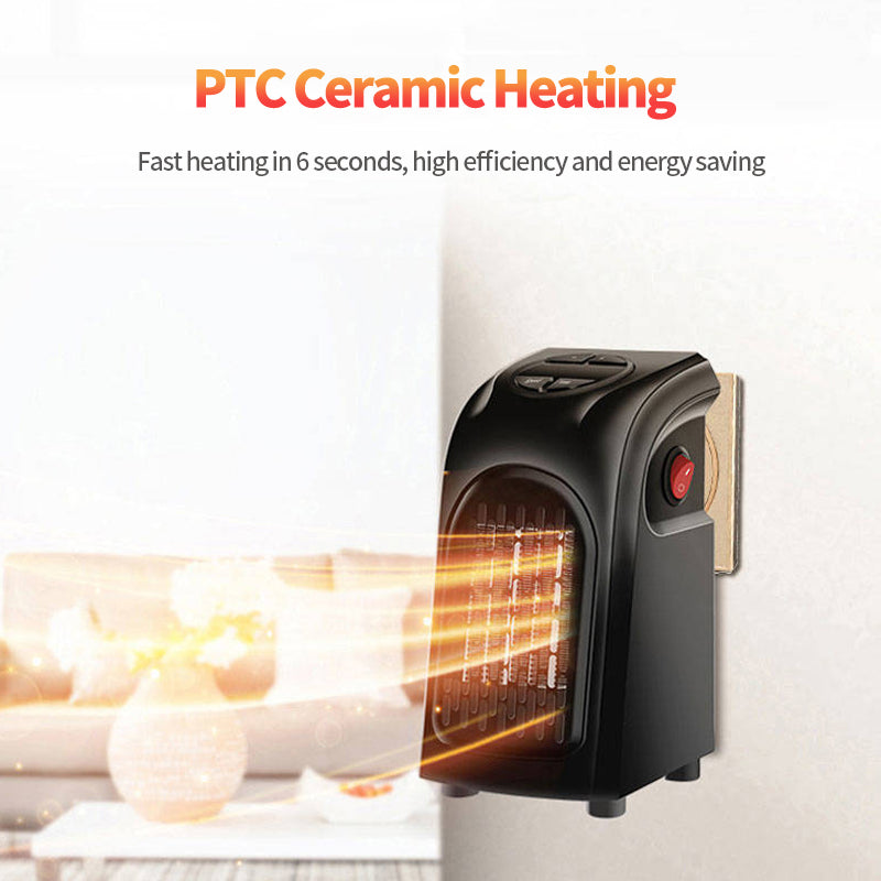 PTC ceramic heater with glowing interior on a white background