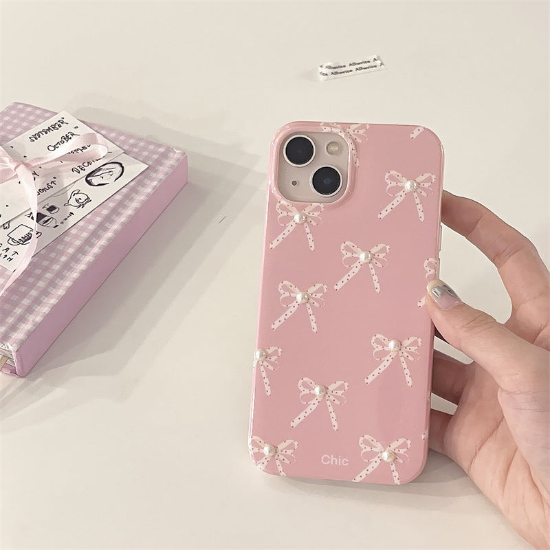 Girl Pearl Bow Stereo Phone Case
