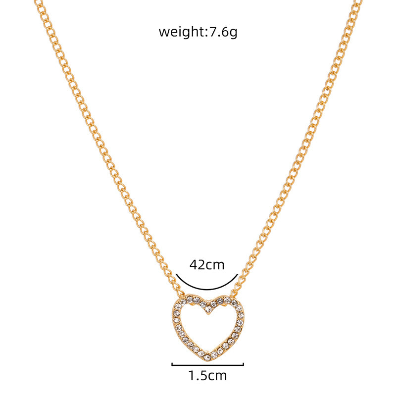 Diamond Necklace With A Hollow Heart