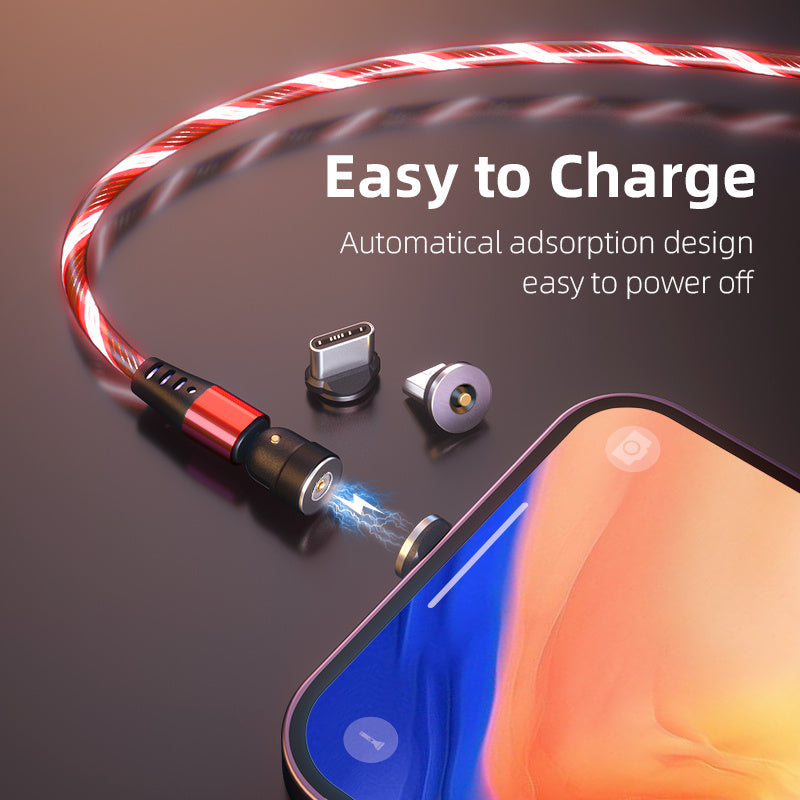 540° Magnetic Fast Charging Cable  LED USB Type C iPhone