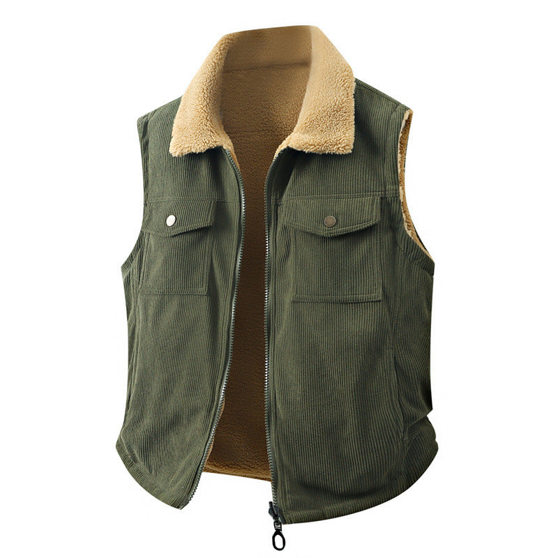 Mens AutumnWinter Jacquard Loose Cotton Thermal Padded Reversible Vest