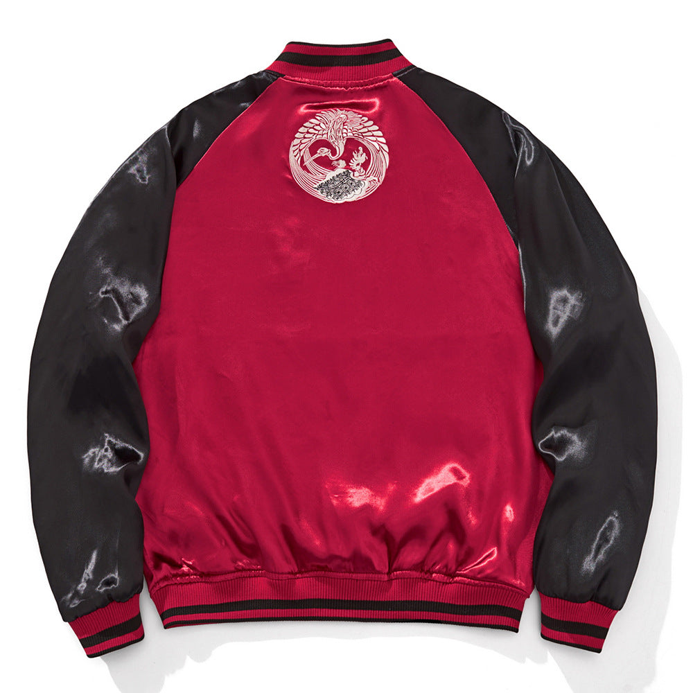 Herrenjacke im chinesischen Stil aus Polyester, locker geschnitten, bestickt