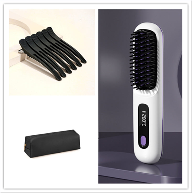 2 in 1 Wireless Hair Straightener and Curler Brush