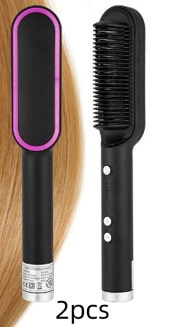 2 in 1 Ionic Hot Comb Straightener and Curling Hair Brush Tool