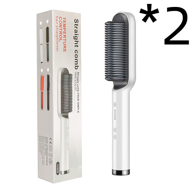 2 in 1 Ionic Hot Comb Straightener and Curling Hair Brush Tool