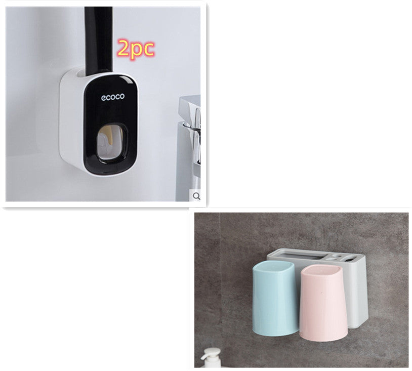 Wall Mounted Automatic Toothpaste Dispenser Bathroom Set