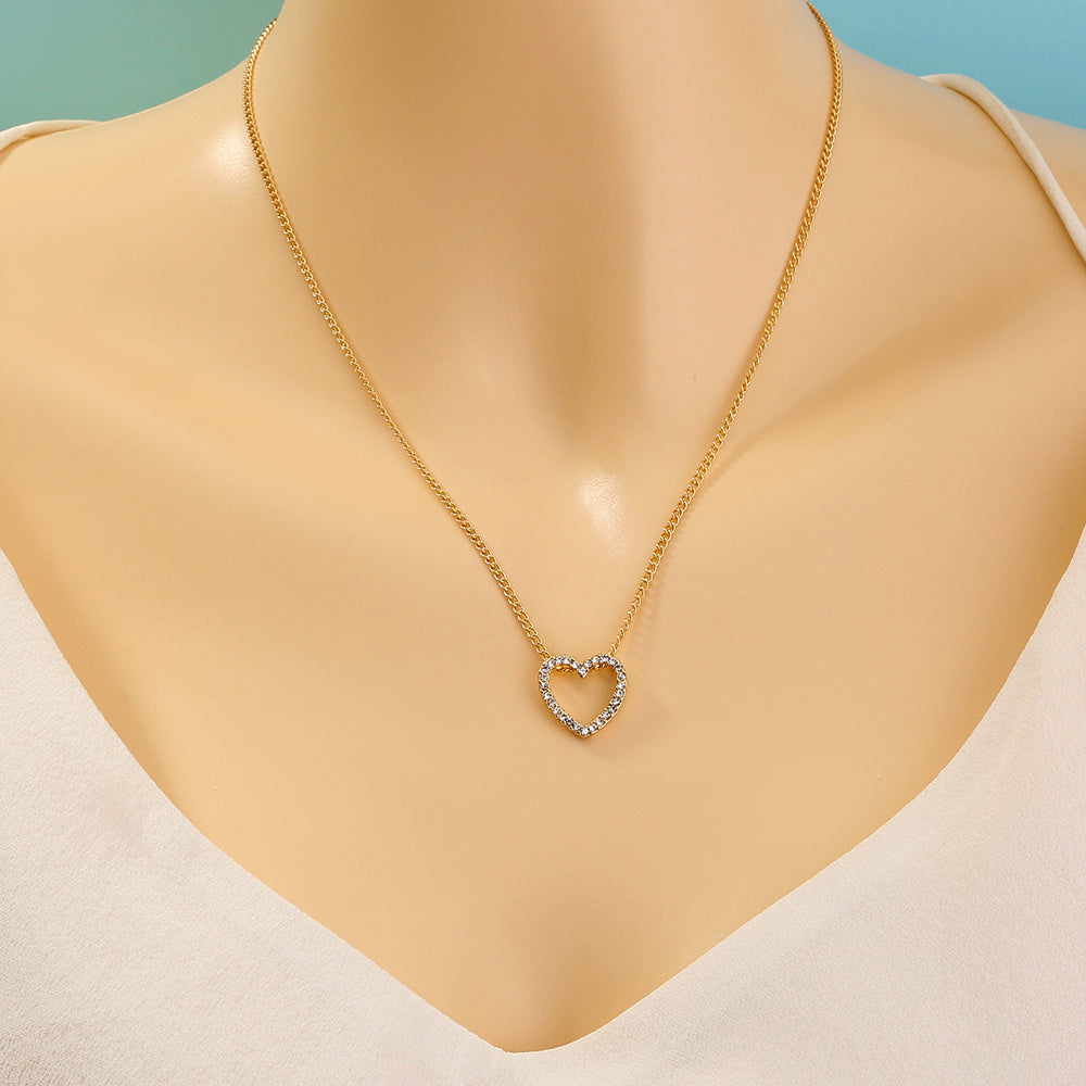 Diamond Necklace With A Hollow Heart
