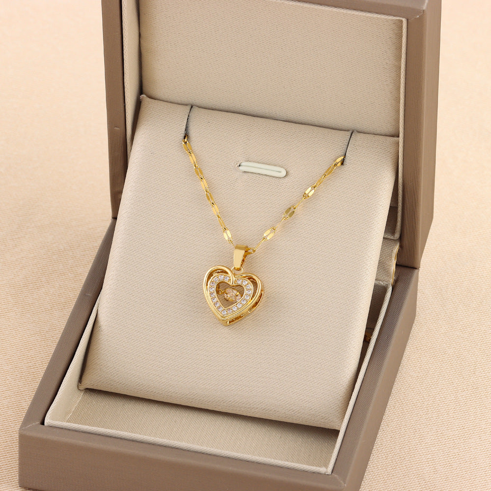 Sainishops™Double-layer Love Necklace With Rhinestones