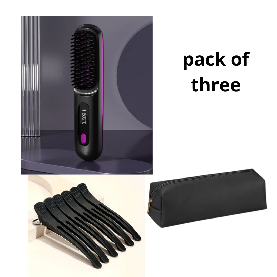 2 in 1 Wireless Hair Straightener and Curler Brush